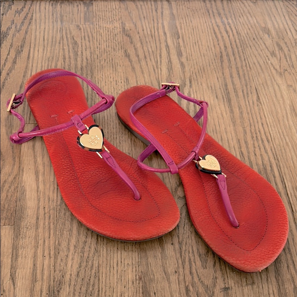Women's Tory Burch Red and Pink Heart Print Sandals